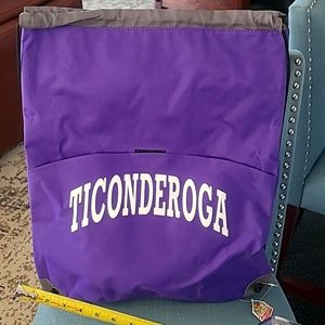 Ticonderoga drawstring canvas tote bag/backpack with outside velcro pocket, new